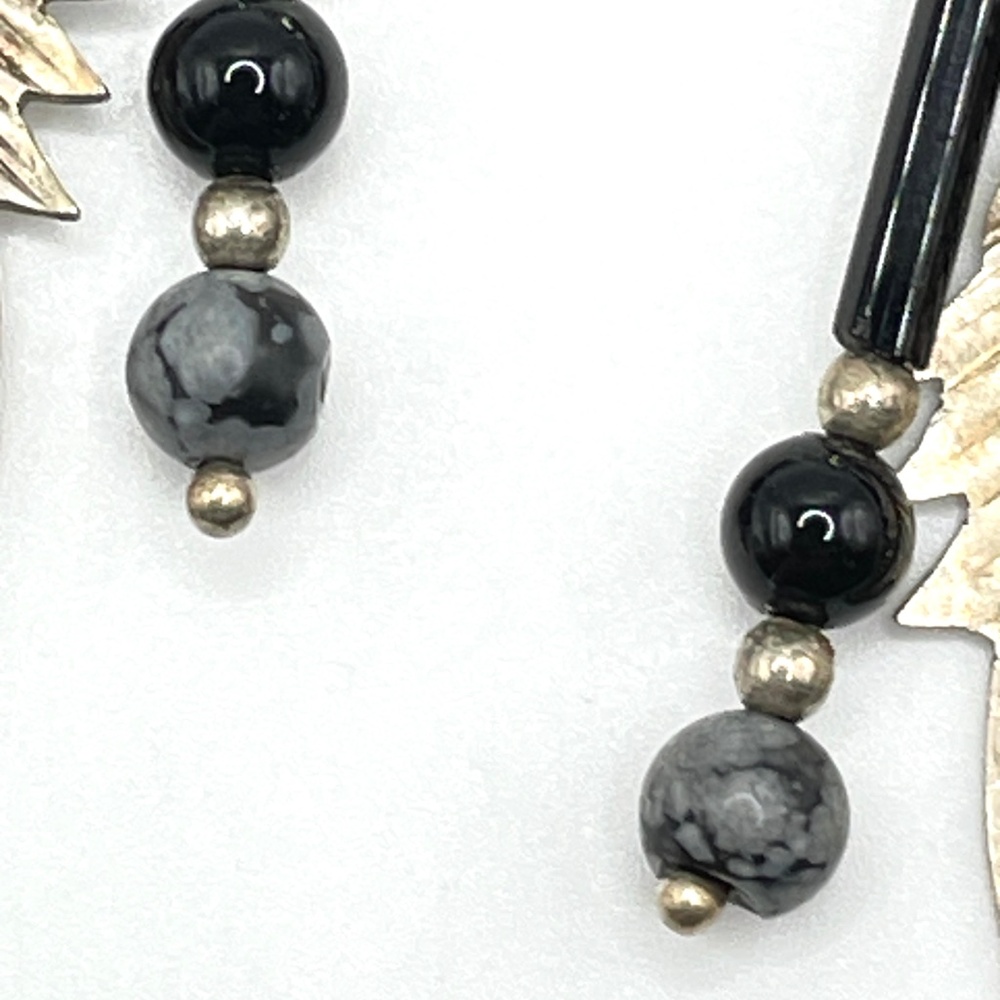 Sterling Silver Multi Dangle Stone Feather Drop P… - image 4